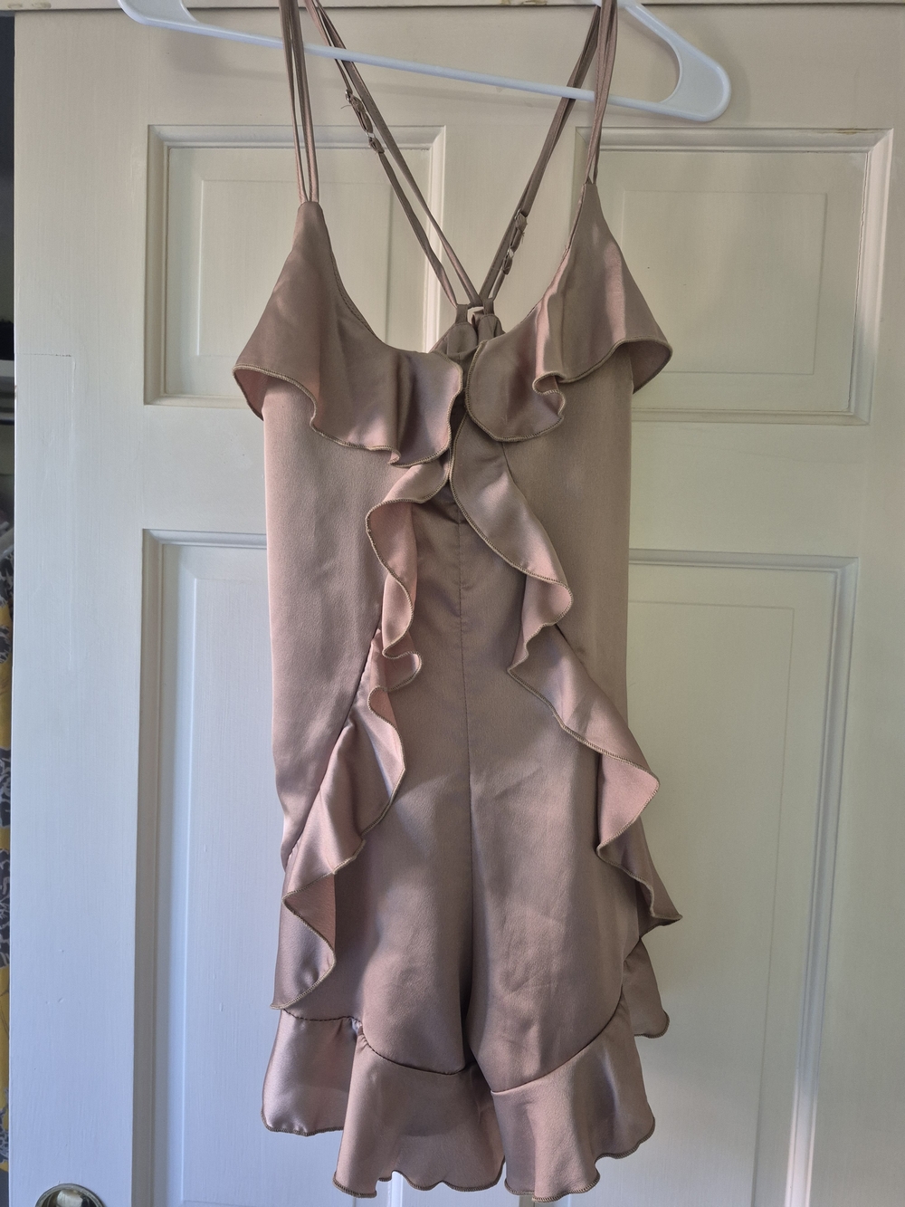 Solaris Style Women’s Gold Taupe Tank Romper NWT missing sash